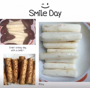 先将山药洗净切小段去外皮，然后上锅蒸熟