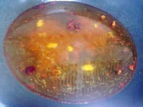 炒匀后加入适量的清水、盐、生抽煮开~