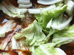 加入适量的开水放入洗净的白菜