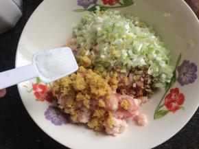 葱切末，姜擦蓉，加盐，十三香，蒸鱼豉油。若肉馅较硬，可加适量植物油或水。