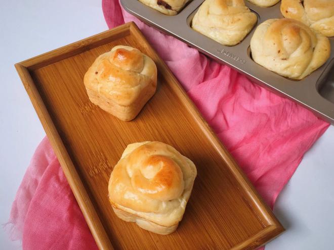 玫瑰花红豆泥小面包