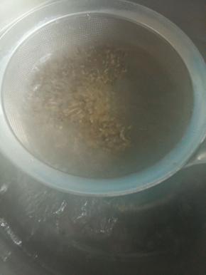 藜麦煮10分钟左右，露出小芽。