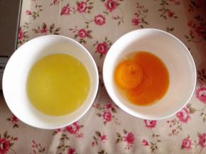 2.	鸡蛋蛋白与蛋黄分离，2个鸡蛋大约就是60克蛋白，