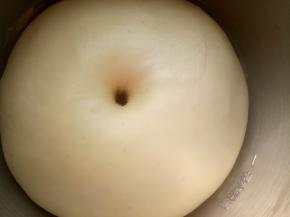 面团发至2倍大，手指粘面粉在面团中间戳个洞，不回缩不塌陷证明已经发酵好了。