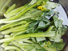 菜心洗净用水浸泡10分钟。