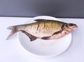 将鱼去鳞鱼肚子划开，将里面的内脏去掉洗干净后划几刀