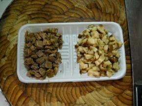 牛肉、香菇切小粒。