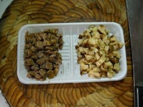 牛肉、香菇切小粒。