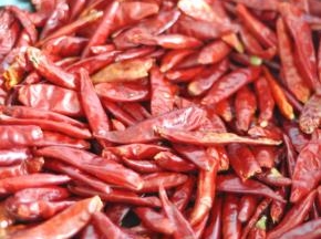 锅里不倒油，小火把干辣椒翻炒，稍微变色离火。