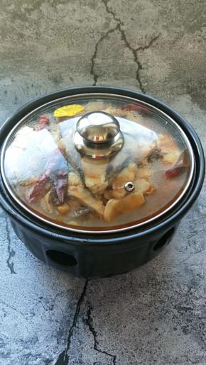 点燃酒精锅煮至沸腾