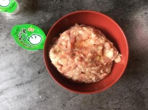 肉沫放入大碗中，加入适量食用油