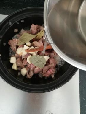 加入适量的清水。没过肉就可以。