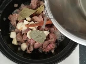 加入适量的清水。没过肉就可以。