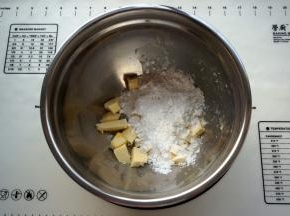 黄油切块后放室温软化，然后加入糖粉，搅打至完全融合。