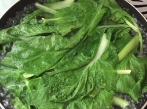 锅中放入水，放入1小勺盐，放入小白菜，焯水。