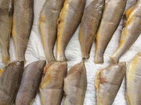 将腌好的小黄鱼，用厨房纸巾吸干水份。
