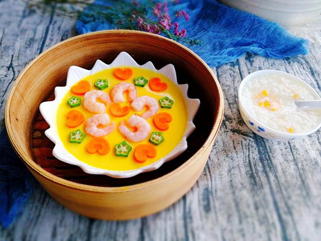 一锅出--虾仁鸡蛋羹+红薯粥