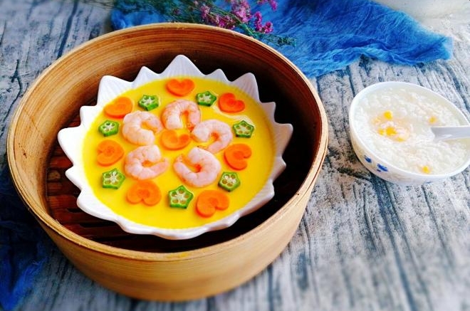 一锅出--虾仁鸡蛋羹+红薯粥