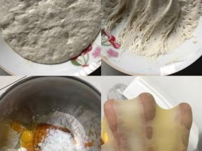 波兰种：三种食材一起放入碗里，搅拌均匀，盖上保鲜膜（最近气温低）在室温下放二小时后再放入冰箱冷藏发酵表面有大气泡，也可以在室温发酵，具体看状态，不要看时间。
把所有食材和波兰种一起放入厨师机桶里，除黄油外。
揉至扩展状态后加入软化的黄油，再揉至完全扩展阶段。