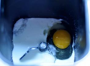 中种：将牛奶、盐、高粉、酵母；按顺序放入面包桶，开启揉面程序将面和好，盖上保鲜膜，放入冰箱冷藏一宿；主面团：将牛奶、鸡蛋、糖、按主面团顺序依次放入面包桶，