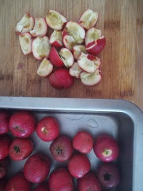 切成四瓣，去籽，去尾部的脏。