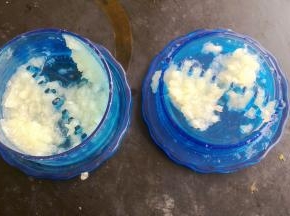 蒜粒加少许盐捣成蒜蓉备用。