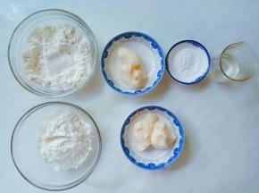 第一横行：水油皮用料。
第二横行：油酥用料。