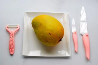 准备一个不太熟（容易烂）也不太生（卷不了）的大肉芒以及一套柰瓷刀具。