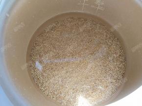 藜麦放入电饭煲，加入没过藜麦的水量，开启煮饭功能