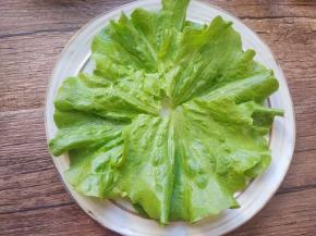 生菜叶垫在盘子里