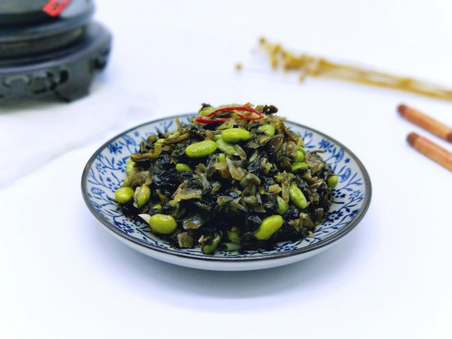 咸菜炒毛豆