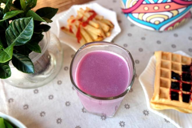 紫薯玫瑰燕麦豆浆