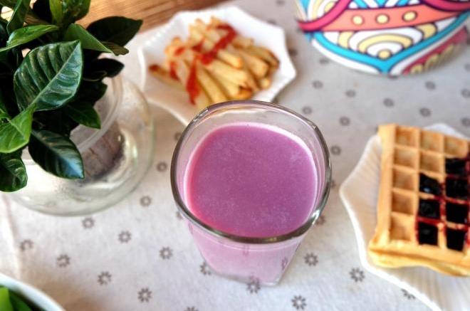 紫薯玫瑰燕麦豆浆