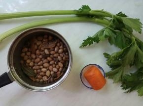 准备配菜，胡萝卜和芹菜。