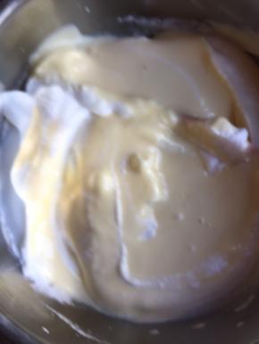 面糊倒回蛋白霜内用切拌和翻拌的方式拌均匀