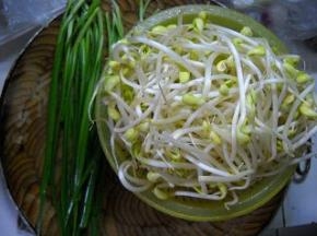 准备好黄豆芽和韭菜。