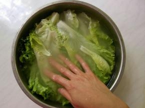 生菜一片一片摘下叶子，多泡一会清水（最好是淘米水），去除附着的残余农药。