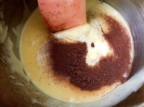 剩余的面糊筛入可可粉