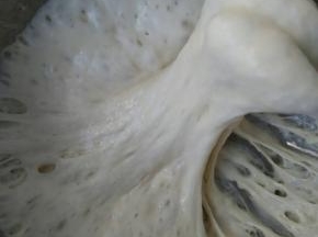 波兰种发酵成功的样子是有许多气孔，呈蜂窝状气味有股酸味儿