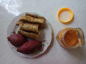 准备紫薯和山药，蜂蜜。