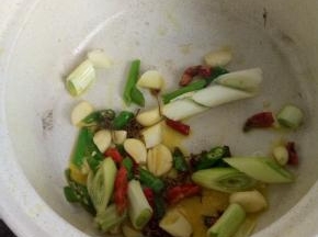 砂锅入油烧热后放入作料炒香