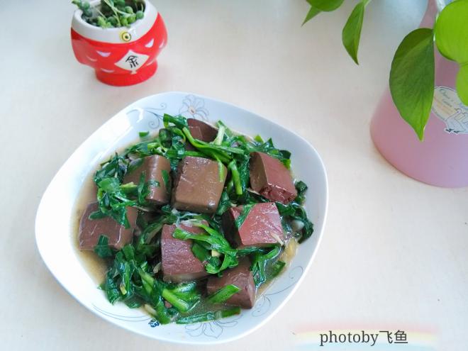 韭菜炒鸭血