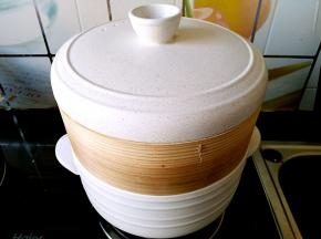 盖上盖子，这个时候我们可以来欣赏一下这款蒸煲的高颜值了。