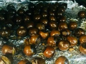 刷好的栗子再送入烤箱200度5-10分钟即可。