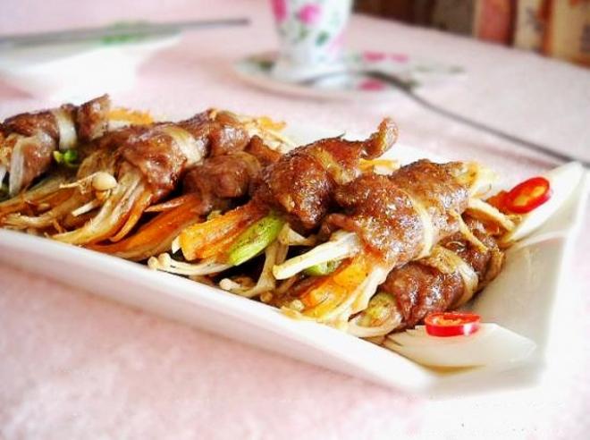 微波牛肉金针卷