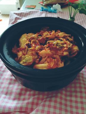 冬天吃个热气腾腾的干锅包菜。