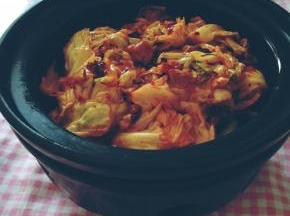 冬天吃个热气腾腾的干锅包菜。