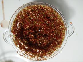 辣椒切碎或用料理机打碎。