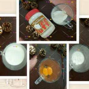 所用到的材料称重备用
①FLUFF棉花糖
②蛋黄
③牛奶
④玉米淀粉