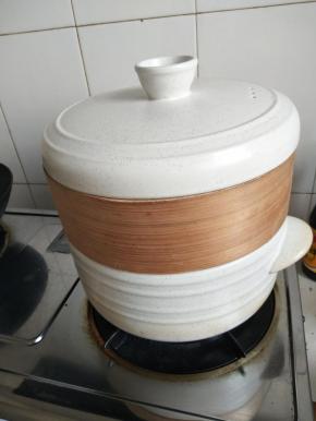 加盖大火蒸二十五分钟